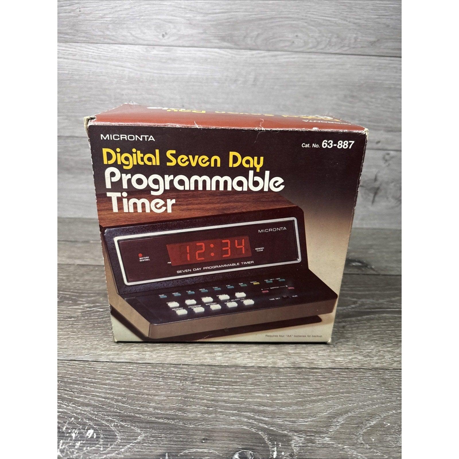 Vintage Radio Shack Micronta 63-887 Programmable Timer | 7-Day, Wood Grain - Tested! - Vintara HomeGoods