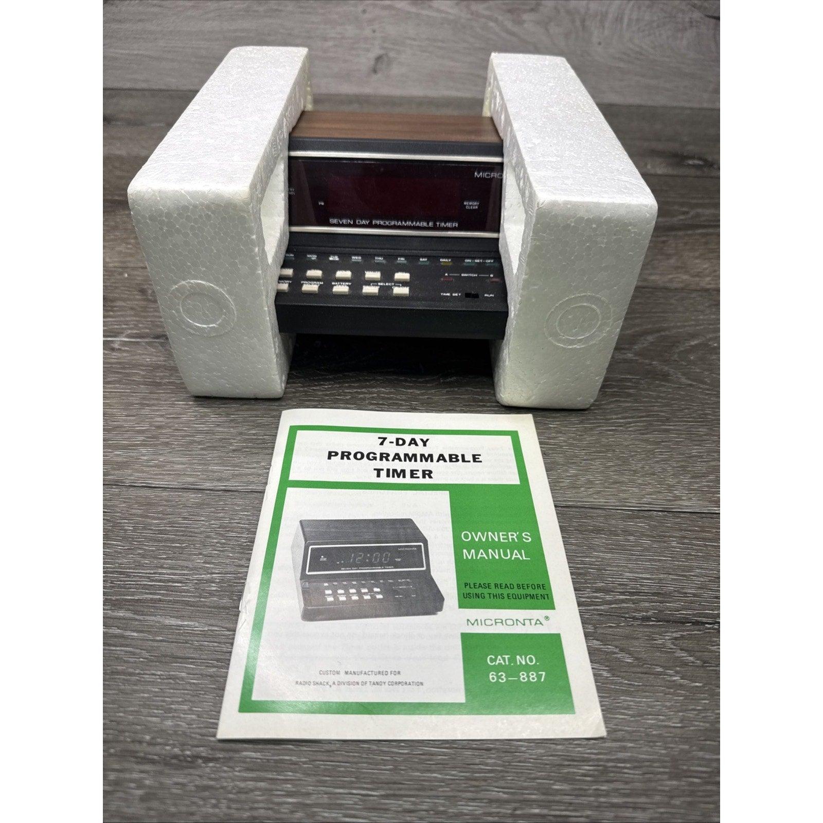 Vintage Radio Shack Micronta 63-887 Programmable Timer | 7-Day, Wood Grain - Tested! - Vintara HomeGoods
