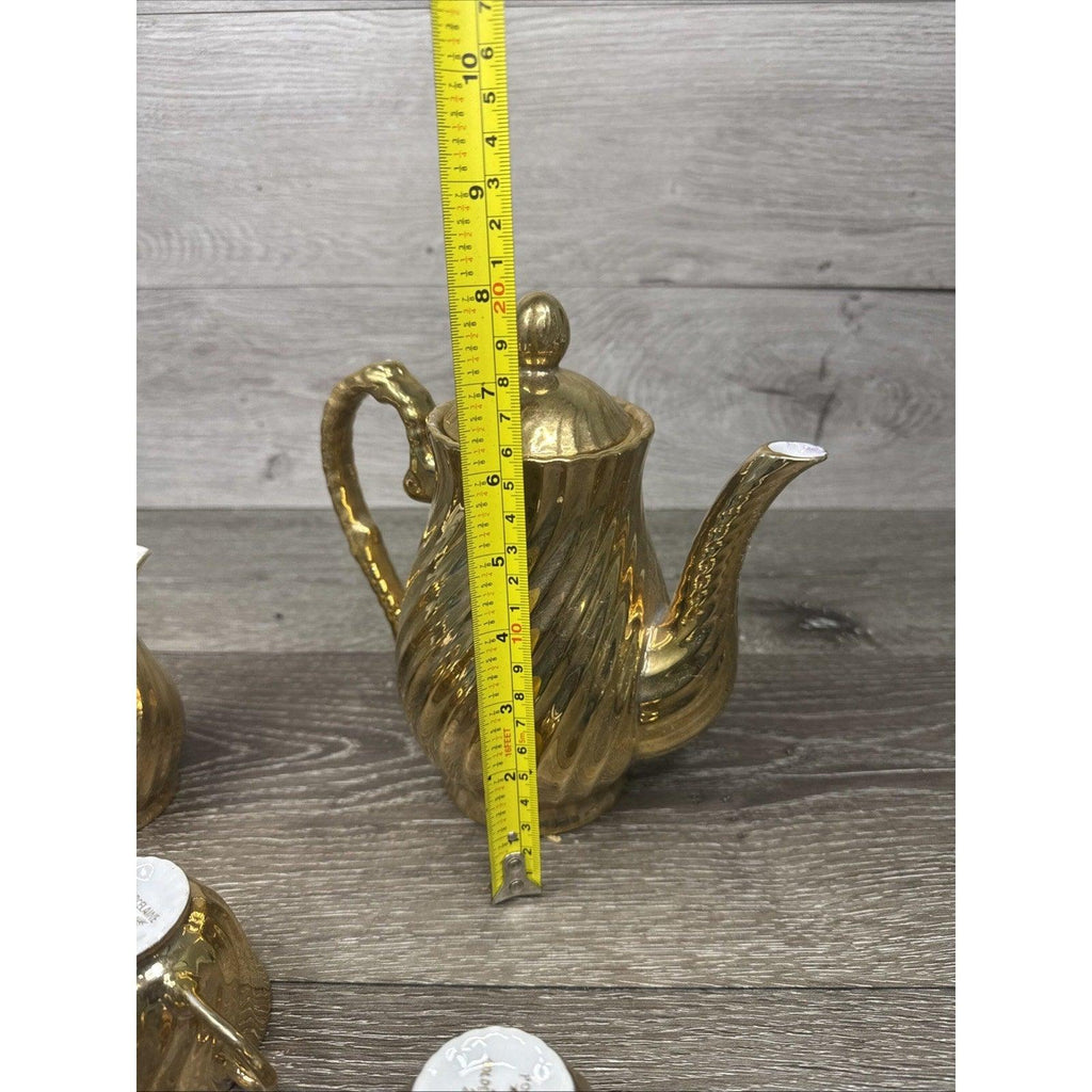 Vintage Golden Elegance Porcelain Tea Set With Gold Trim - 8 Piece Coffee & Tea Set - Vintara HomeGoods