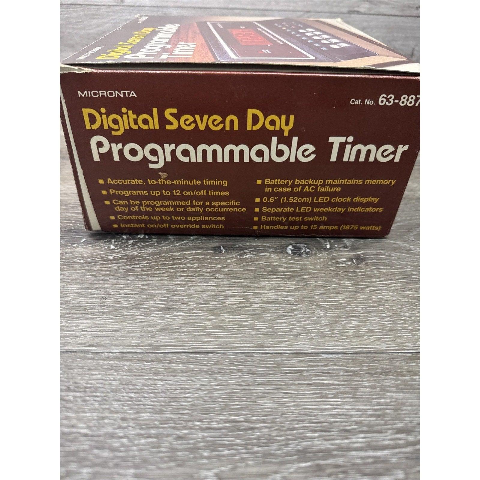 Vintage Radio Shack Micronta 63-887 Programmable Timer | 7-Day, Wood Grain - Tested! - Vintara HomeGoods